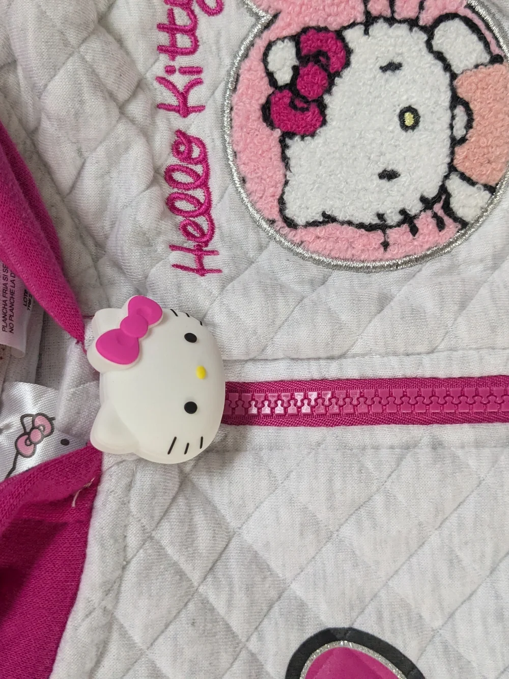 Hello Kitty Girls' Pink & White Quilted Hoodie Jacket